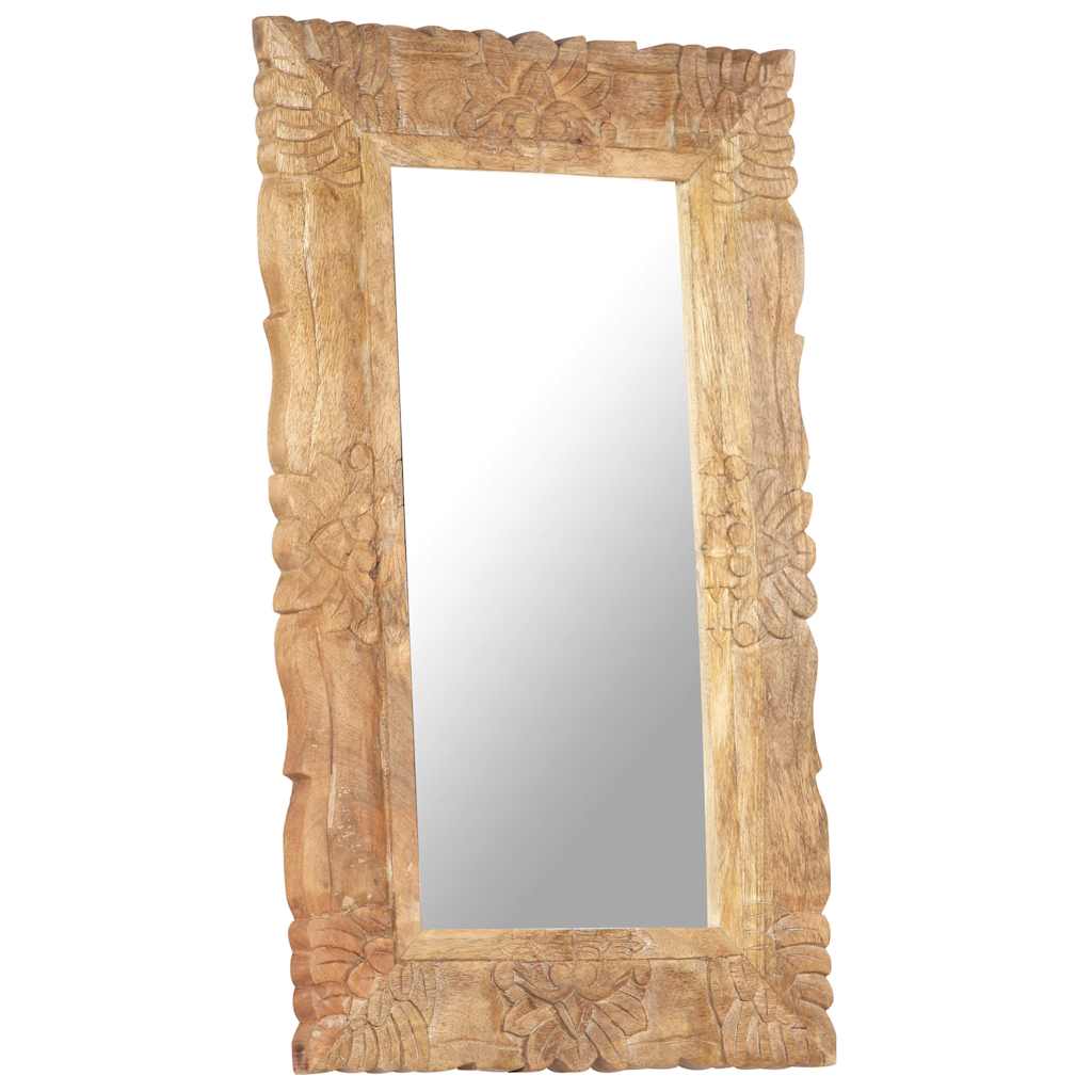 Mirror | Natural wood | Solid mango wood | 80 x 50 cm | Decorative Inlays