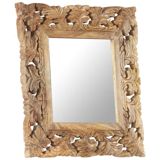 Hand Carved Mirror Brown 50x50 cm Solid Mango Wood Hand Carved Mirror Brown 50x50 cm Solid Mango Wood