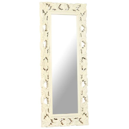 Hand Carved Mirror White 110x50 cm Solid Mango Wood Hand Carved Mirror White 110x50 cm Solid Mango Wood