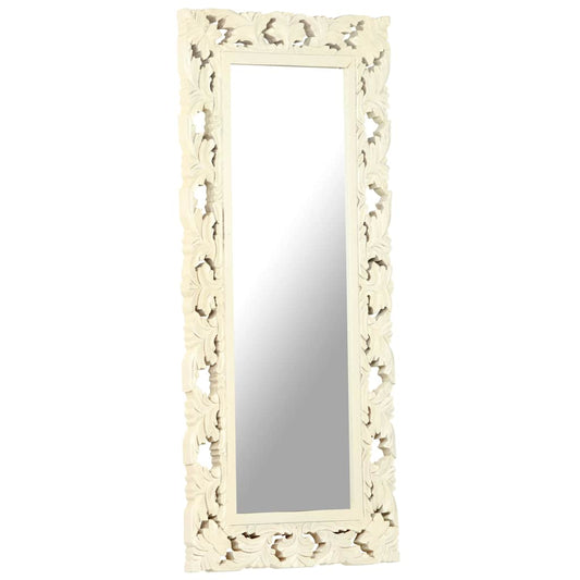 Mirror | White | Solid Mango Wood | 110 x 50 cm | Decorative Inlays Mirror | White | Solid Mango Wood | 110 x 50 cm | Decorative Inlays