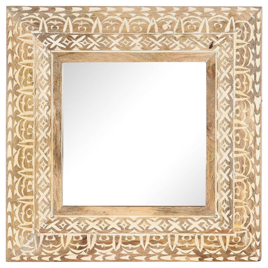Hand-Carved Mirror 50x50x2.6 cm Solid Mango Wood Hand-Carved Mirror 50x50x2.6 cm Solid Mango Wood