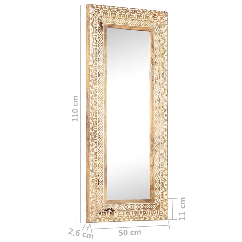 321646 vidaXL Hand-Carved Mirror 110x50x2,6 cm Solid Mango Wood