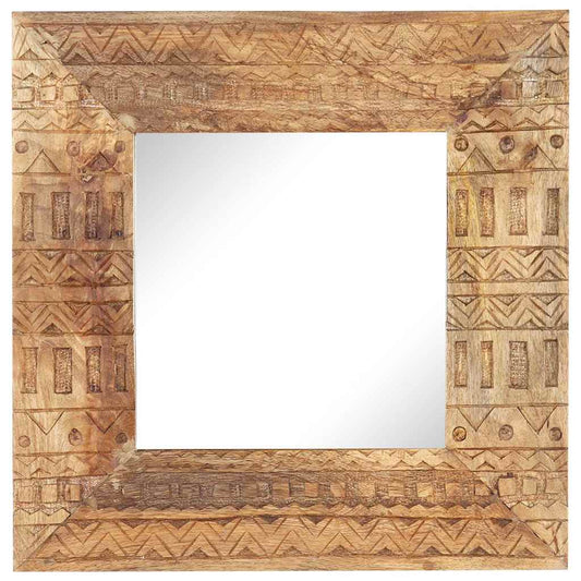 Hand-Carved Mirror 50x50x2,5 cm Solid Mango Wood Hand-Carved Mirror 50x50x2,5 cm Solid Mango Wood