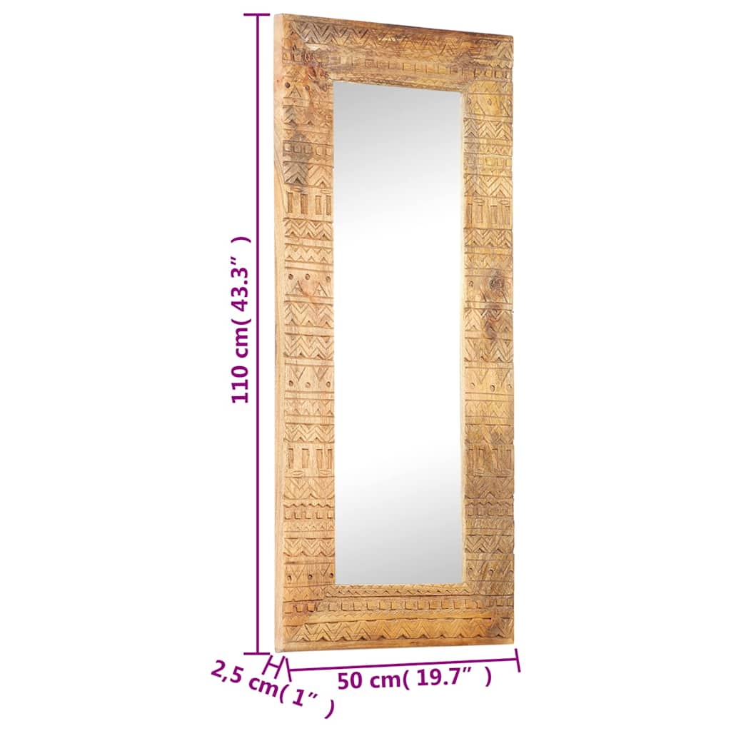 Hand-Carved Mirror 110x50x2,5 cm Solid Mango Wood