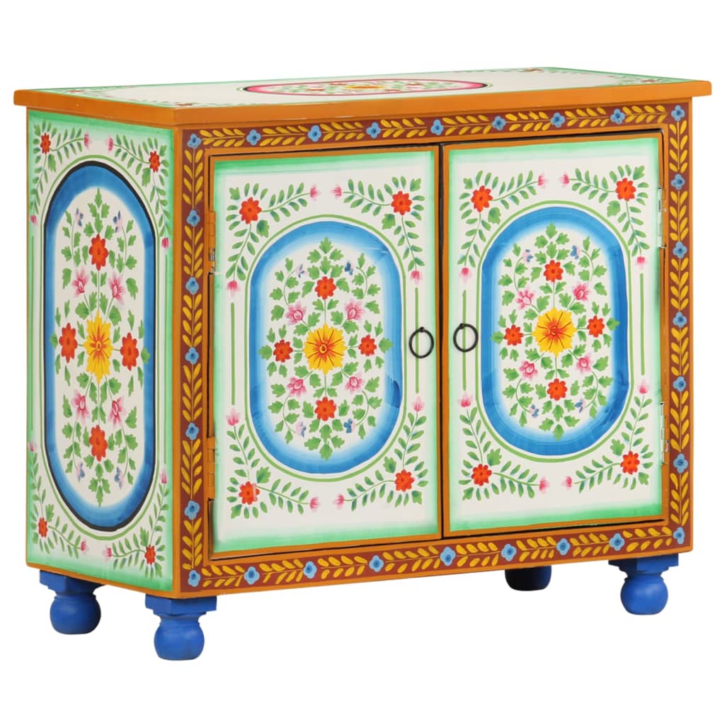 321665 vidaXL Hand Painted Sideboard 70x35x60 cm Solid Mango Wood