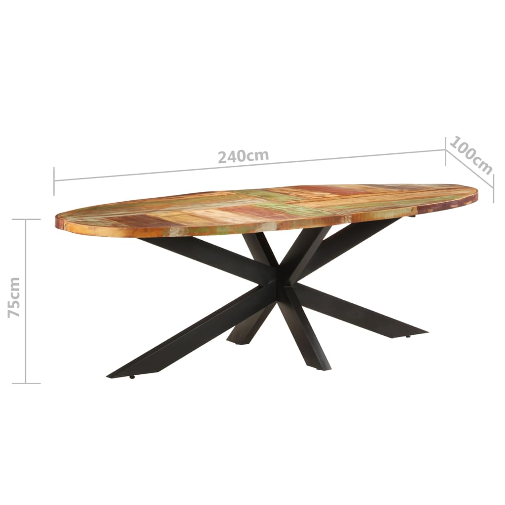 321679 vidaXL Dining Table 240x100x75 cm Solid Reclaimed Wood