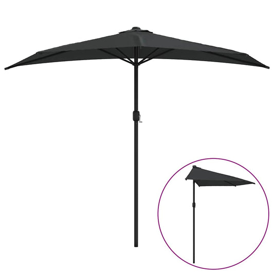 Balcony Parasol with Aluminium Pole Black 270x144x222 cm Half Balcony Parasol with Aluminium Pole Black 270x144x222 cm Half