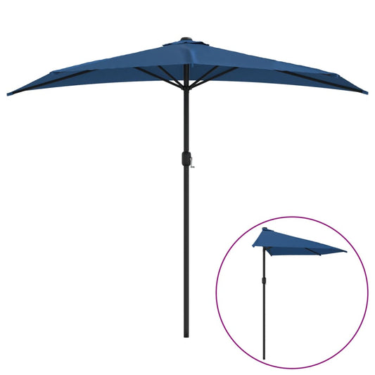 Balcony Parasol with Aluminium Pole Blue 270x144x222 cm Half Balcony Parasol with Aluminium Pole Blue 270x144x222 cm Half