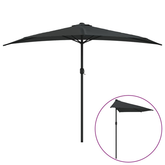 Balcony Parasol with Aluminium Pole Black 300x155x223 cm Half Balcony Parasol with Aluminium Pole Black 300x155x223 cm Half