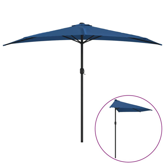 Balcony Parasol with Aluminium Pole Blue 300x155x223 cm Half Balcony Parasol with Aluminium Pole Blue 300x155x223 cm Half