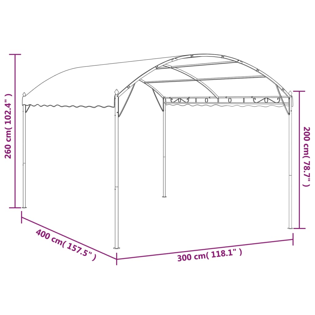 Gazebo 4x3x2,6 m Taupe 180 g/m²