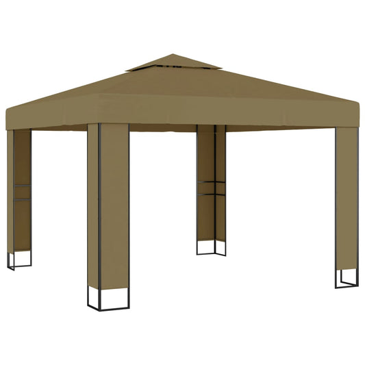 Gazebo with Double Roof 3x3x2.7 m Taupe 180 g/m² Gazebo with Double Roof 3x3x2.7 m Taupe 180 g/m²