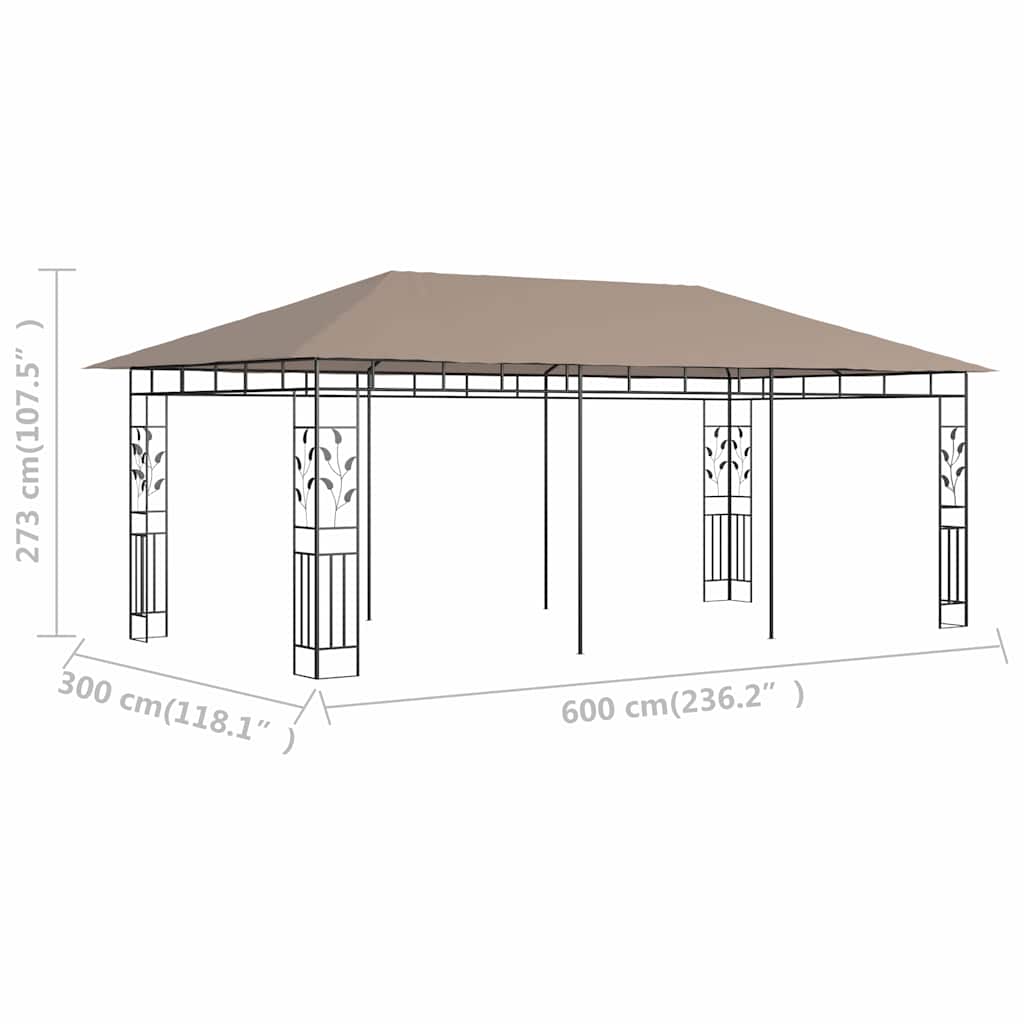 Gazebo with Mosquito Net 6x3x2,73 m Taupe 180 g/m²