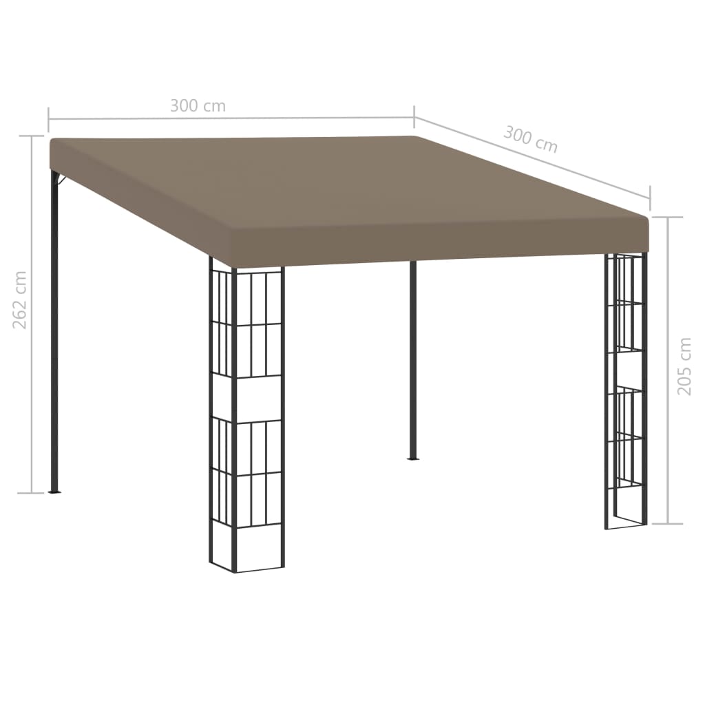 312260 vidaXL Wall-mounted Gazebo 3x3 m Taupe Fabric