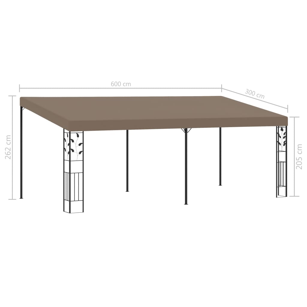 312267 vidaXL Wall-mounted Gazebo 6x3x2,5 m Taupe