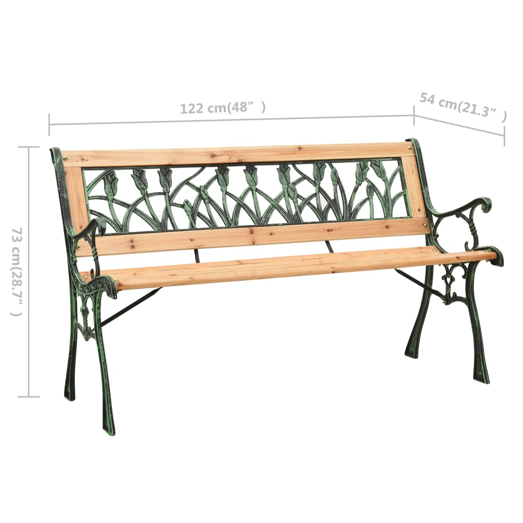312031 vidaXL Garden Bench 122 cm Cast Iron and Solid Firwood