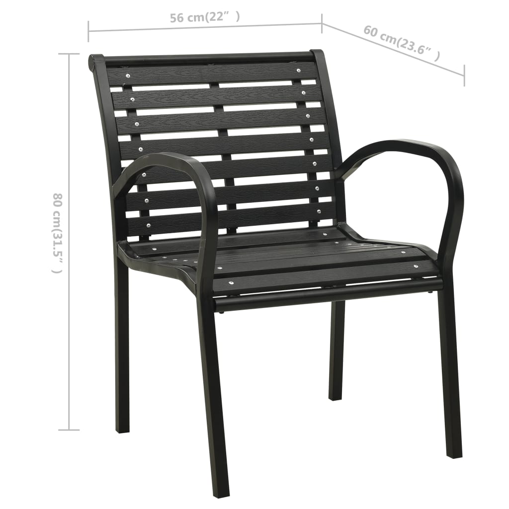 312034 vidaXL Garden Chairs 2 pcs Steel and WPC Black