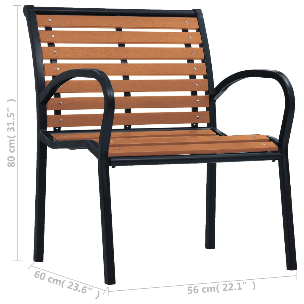 Garden Chair | Set of 2 | Black and Brown | Steel and WPC | Standard