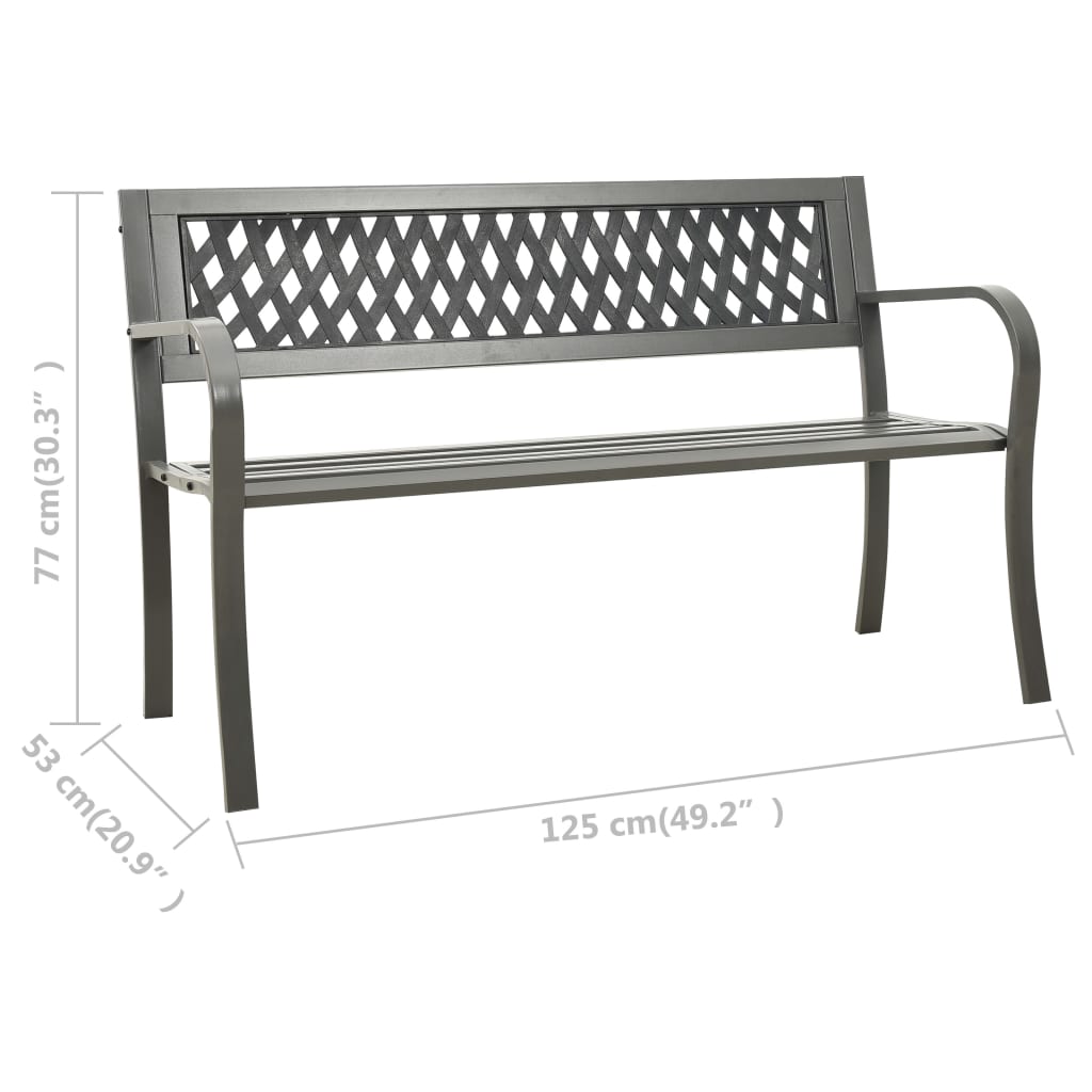 Garden Bench | Grey | Powder-coated steel, Plastic | Standard | Durable