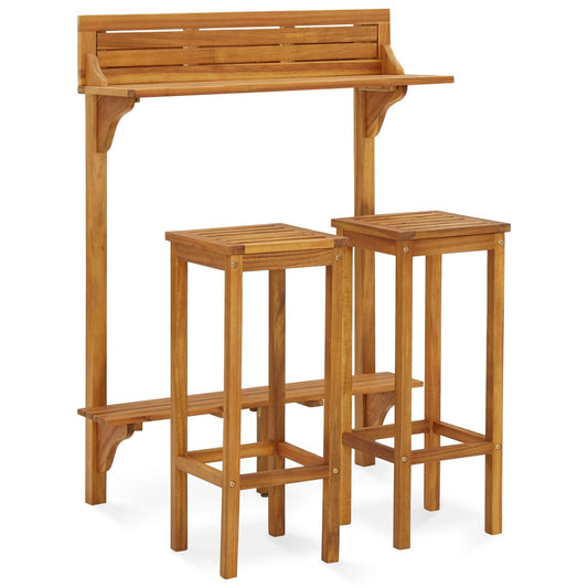 3 Piece Balcony Bar Set Solid Acacia Wood 3 Piece Balcony Bar Set Solid Acacia Wood
