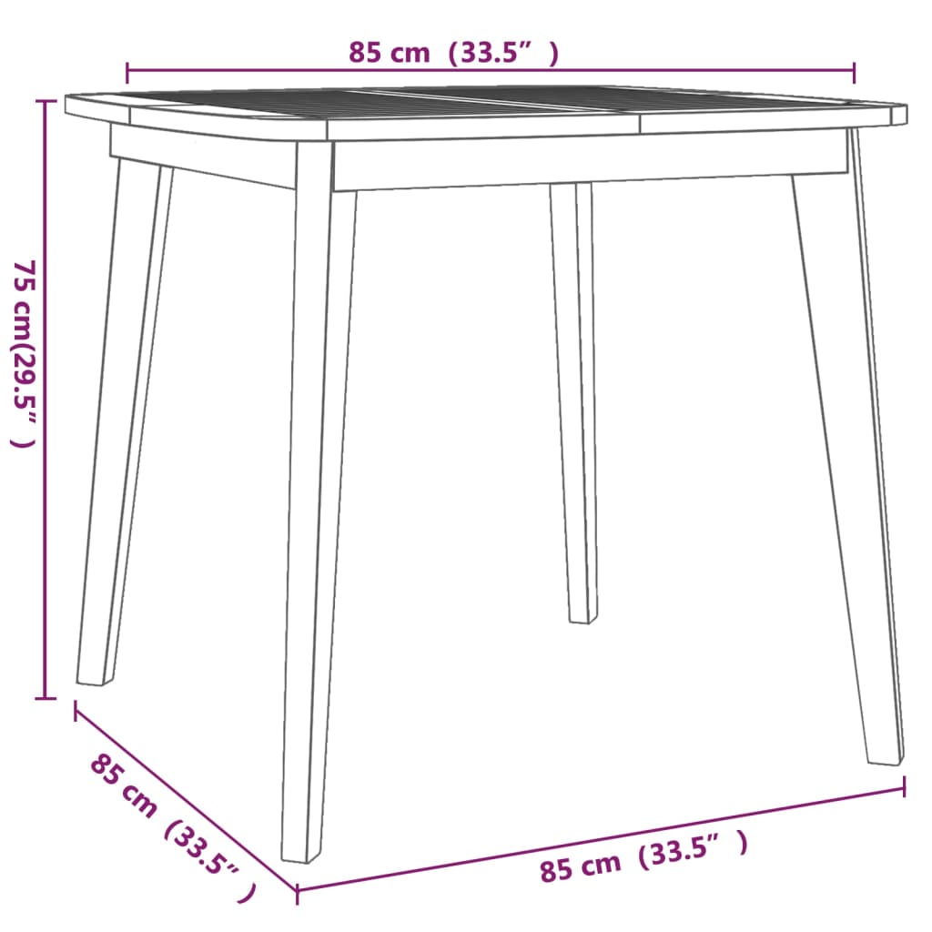 310300 vidaXL Garden Table 85x85x75 cm Solid Wood Acacia