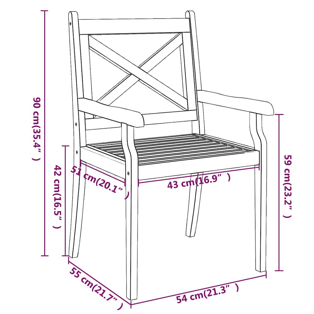 310305 vidaXL Outdoor Dining Chairs 2 pcs Solid Wood Acacia