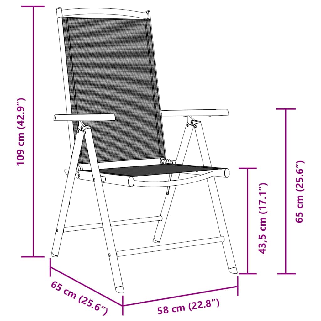 Folding Chairs 6 pcs Textilene Black