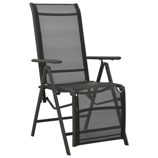 Reclining Garden Chairs 2pcs Textilene and Aluminium Black Reclining Garden Chairs 2pcs Textilene and Aluminium Black
