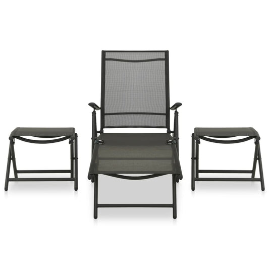 3 Piece Garden Lounge Set Textilene and Aluminium Black 3 Piece Garden Lounge Set Textilene and Aluminium Black