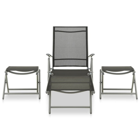 3 Piece Garden Lounge Set Textilene and Aluminium Silver 3 Piece Garden Lounge Set Textilene and Aluminium Silver