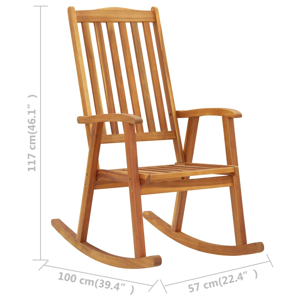 Rocking Chair | Brown | Solid Acacia Wood | Large | Durable