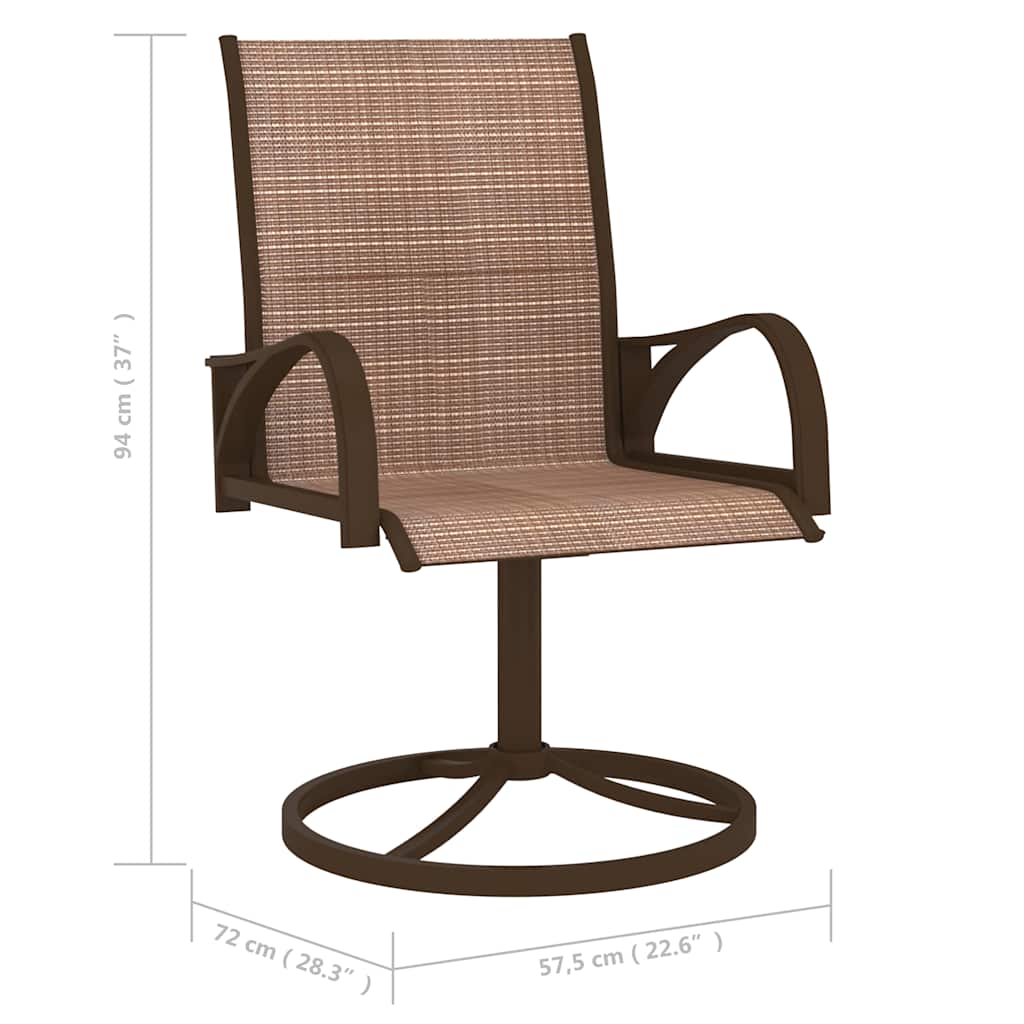 312278 vidaXL Garden Swivel Chairs 2 pcs Textilene and Steel Brown