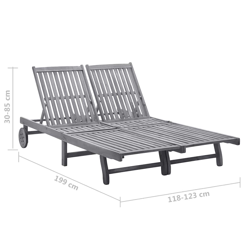 311874 vidaXL 2-Person Sun Lounger Solid Acacia Wood