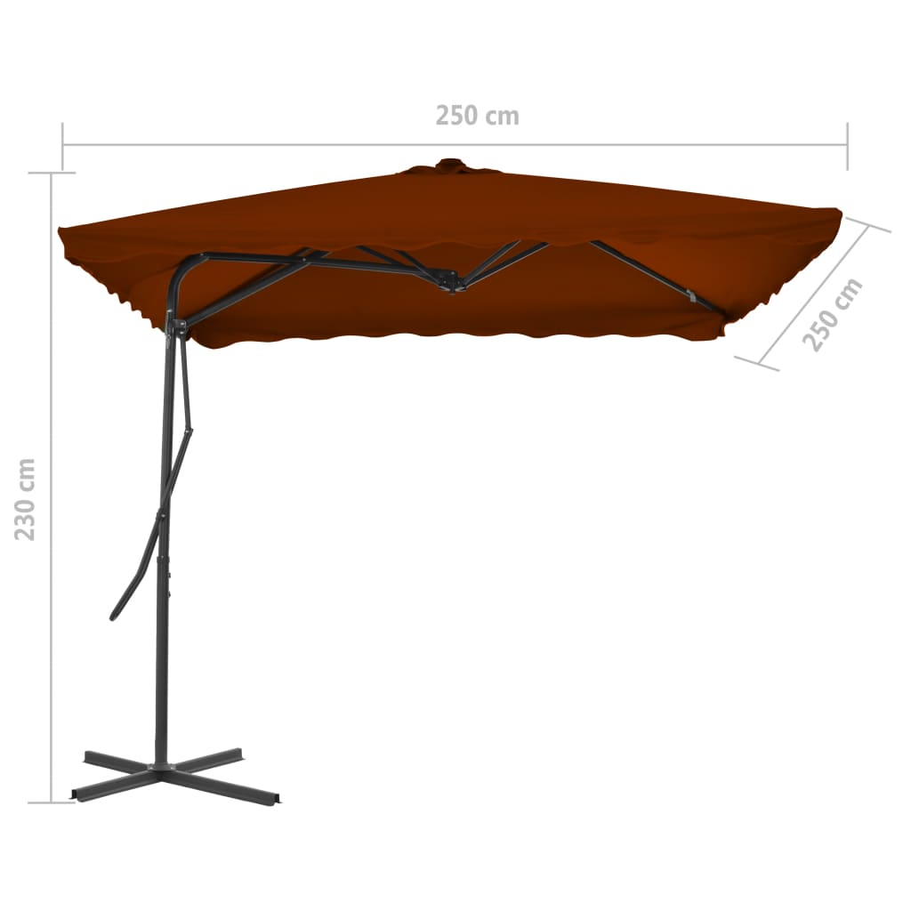 Garden Parasol | Terracotta | Polyester | 250x250 cm | Rotatable
