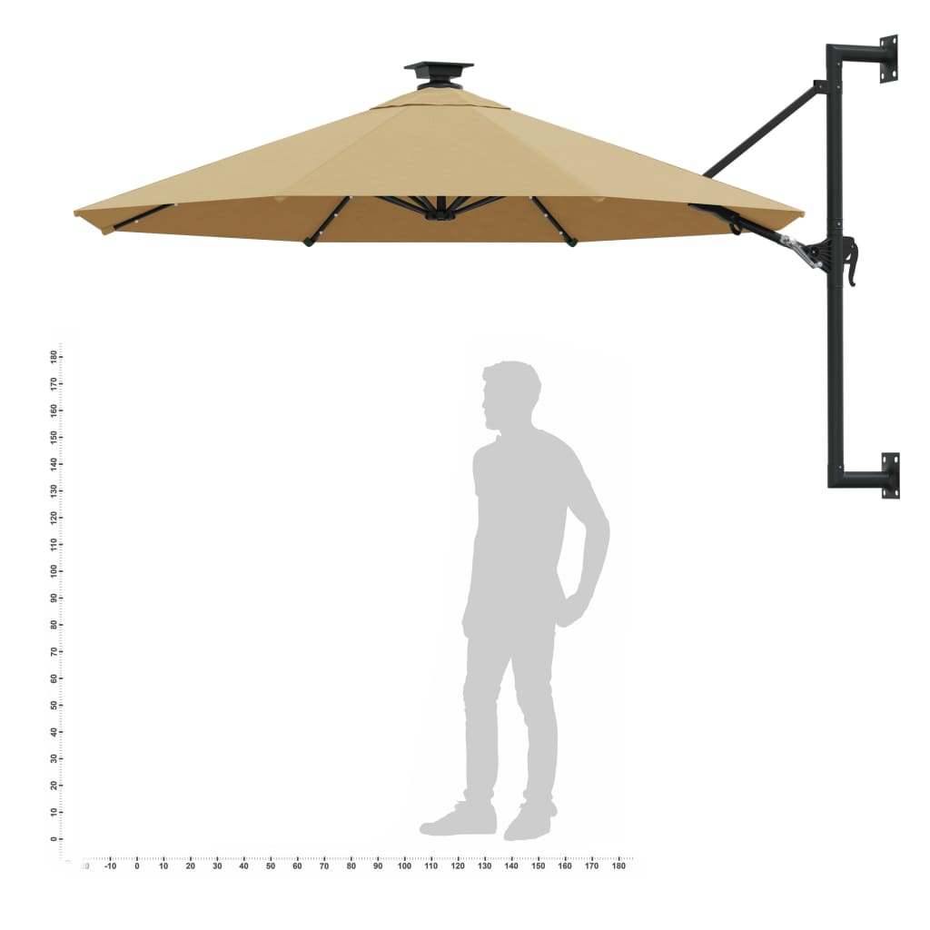 Garden Parasol | Taupe | Polyester | Large | Adjustable Armrests