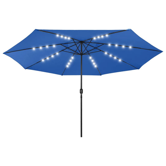 Garden Parasol with LED Lights 400 cm Azure Blue Garden Parasol with LED Lights 400 cm Azure Blue