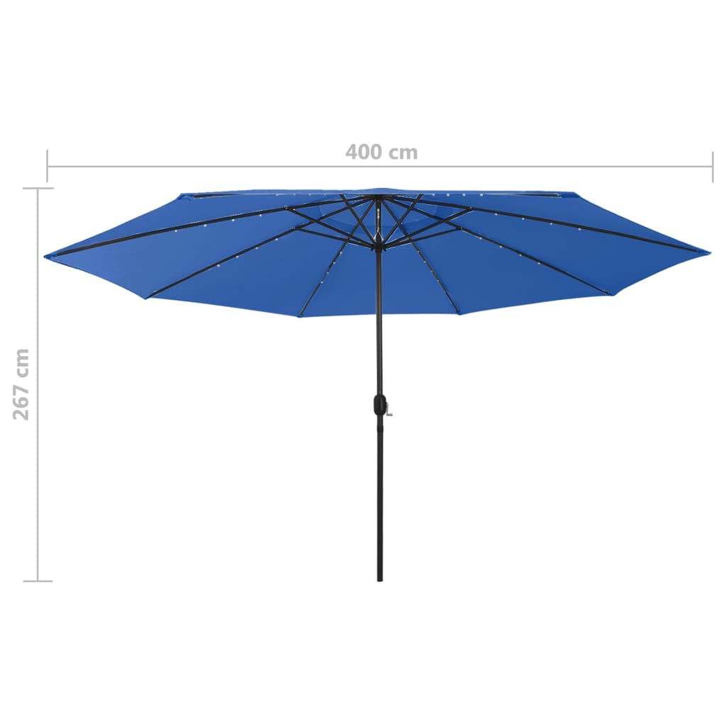 Garden Parasol with LED Lights 400 cm Azure Blue