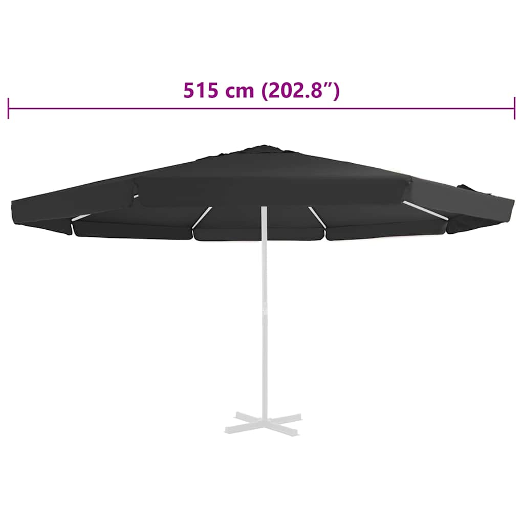 312544 vidaXL Replacement Fabric for Outdoor Parasol Black 515 cm