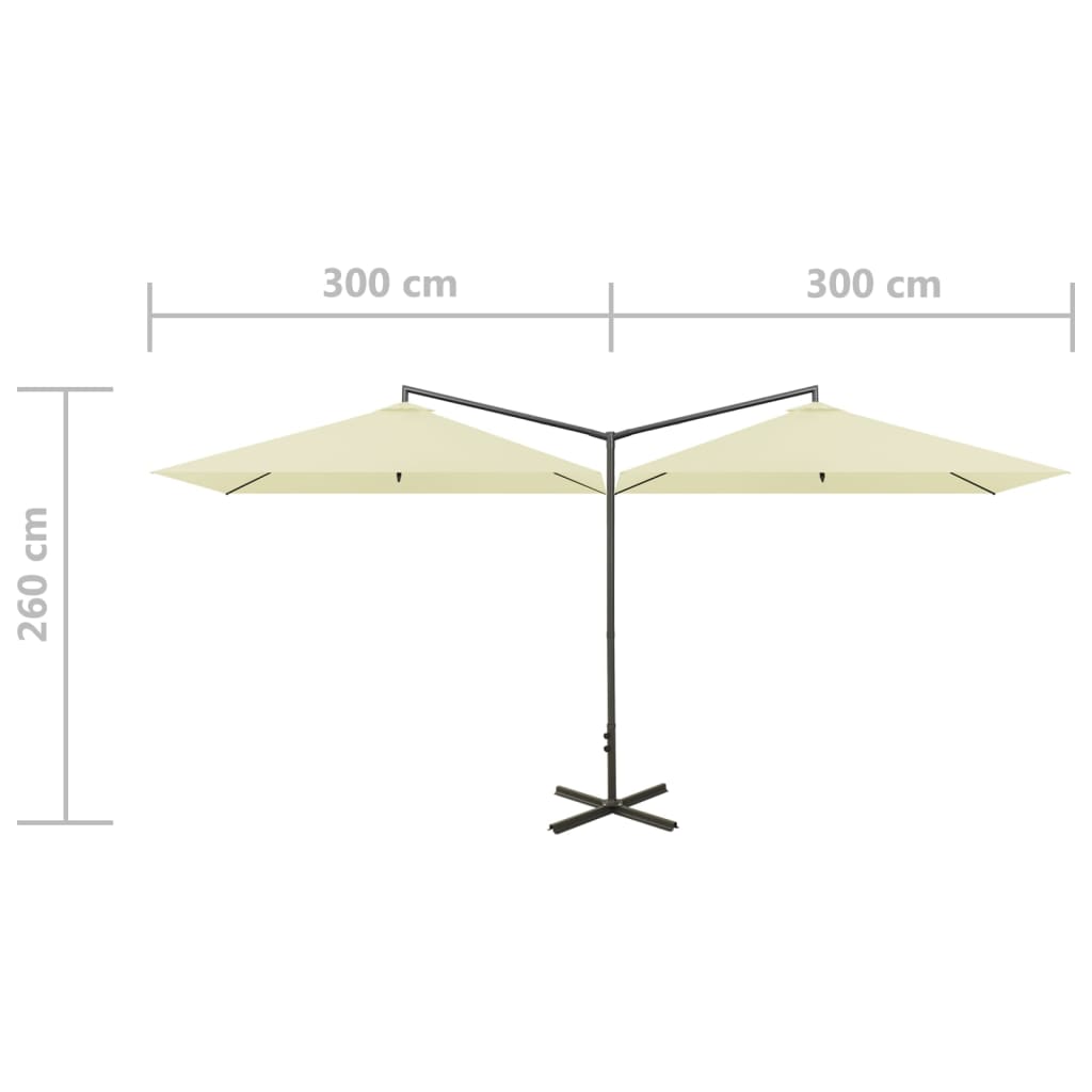 Garden Parasol | Sand | Polyester, Powder-Coated Steel | Double
