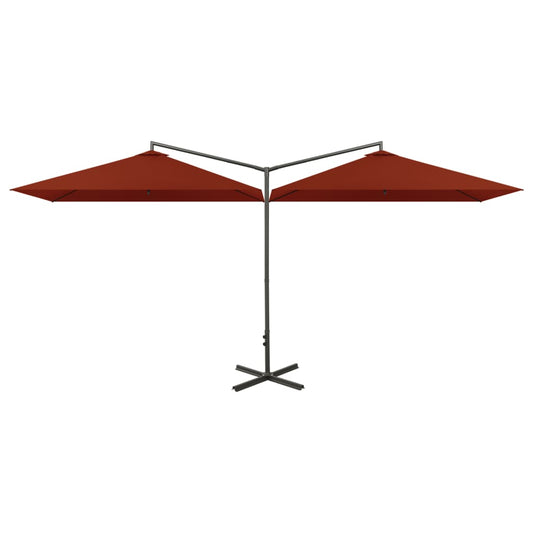 Double Garden Parasol with Steel Pole Terracotta 600x300 cm Double Garden Parasol with Steel Pole Terracotta 600x300 cm