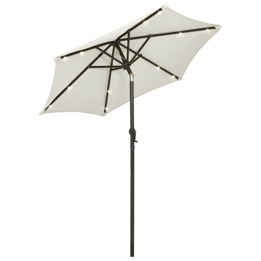 Garden Parasol with LED Lights Sand 200x211 cm Aluminium Garden Parasol with LED Lights Sand 200x211 cm Aluminium