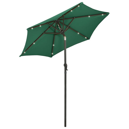 Garden Parasol with LED Lights Green 200x211 cm Aluminium Garden Parasol with LED Lights Green 200x211 cm Aluminium