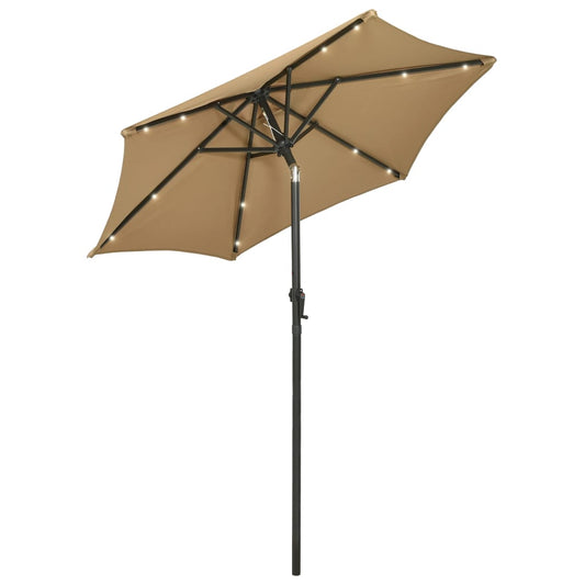 Garden Parasol with LED Lights Taupe 200x211 cm Aluminium Garden Parasol with LED Lights Taupe 200x211 cm Aluminium