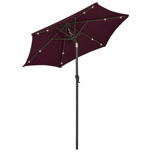 Garden Parasol with LED Lights Bordeaux Red 200x211 cm Aluminium Garden Parasol with LED Lights Bordeaux Red 200x211 cm Aluminium