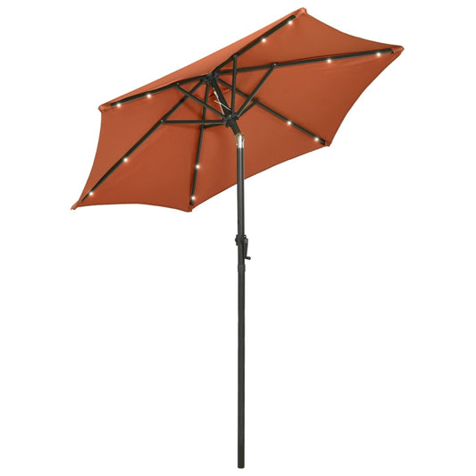 Garden Parasol with LED Lights Terracotta 200x211 cm Aluminium Garden Parasol with LED Lights Terracotta 200x211 cm Aluminium