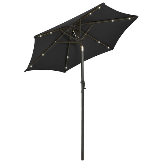 Garden Parasol with LED Lights Black 200x211 cm Aluminium Garden Parasol with LED Lights Black 200x211 cm Aluminium