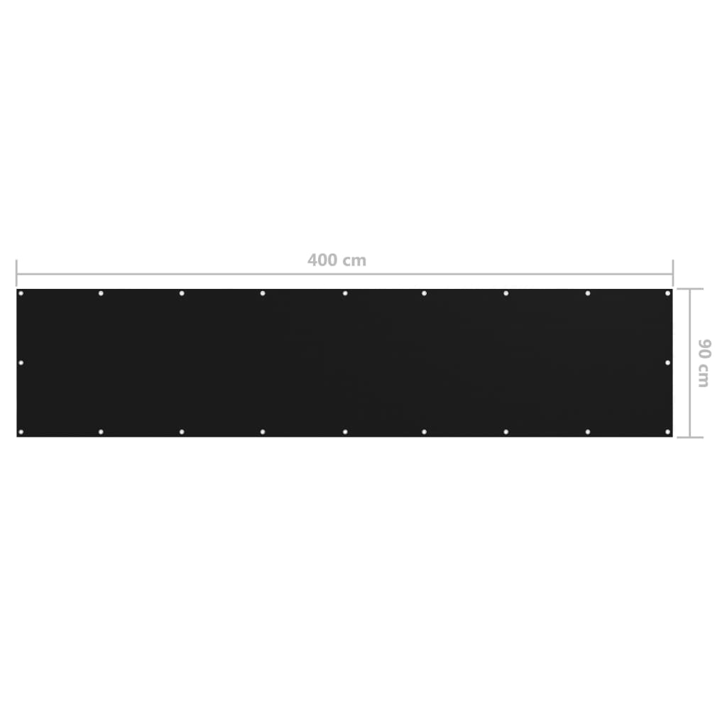 Balcony Screen Black 90x400 cm Oxford Fabric