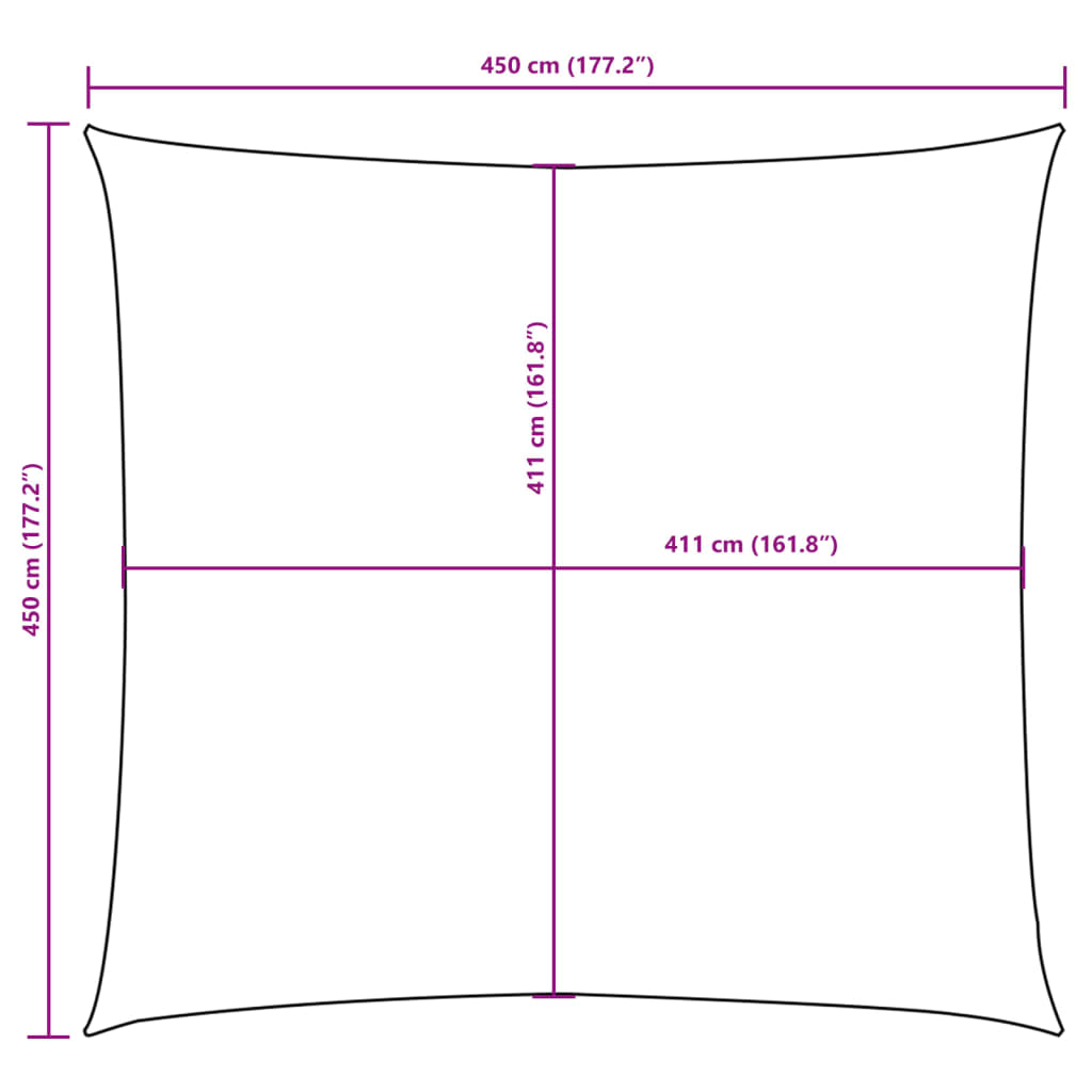 Sunshade Sail Oxford Fabric Square 4.5x4.5 m Cream