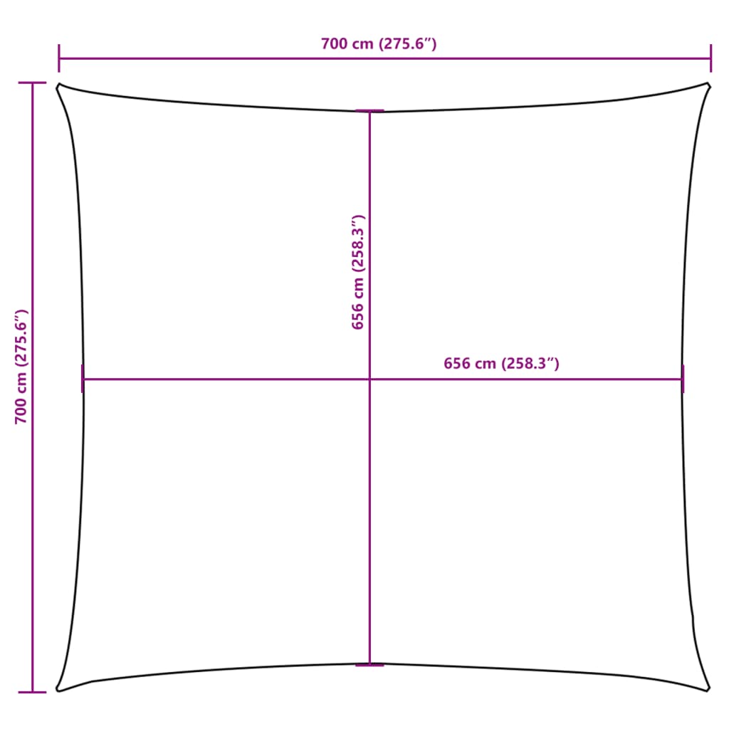 Sunshade Sail Oxford Fabric Square 7x7 m Cream