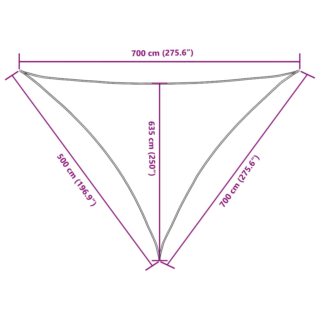 135237 vidaXL Sunshade Sail Oxford Fabric Triangular 5x7x7 m Cream